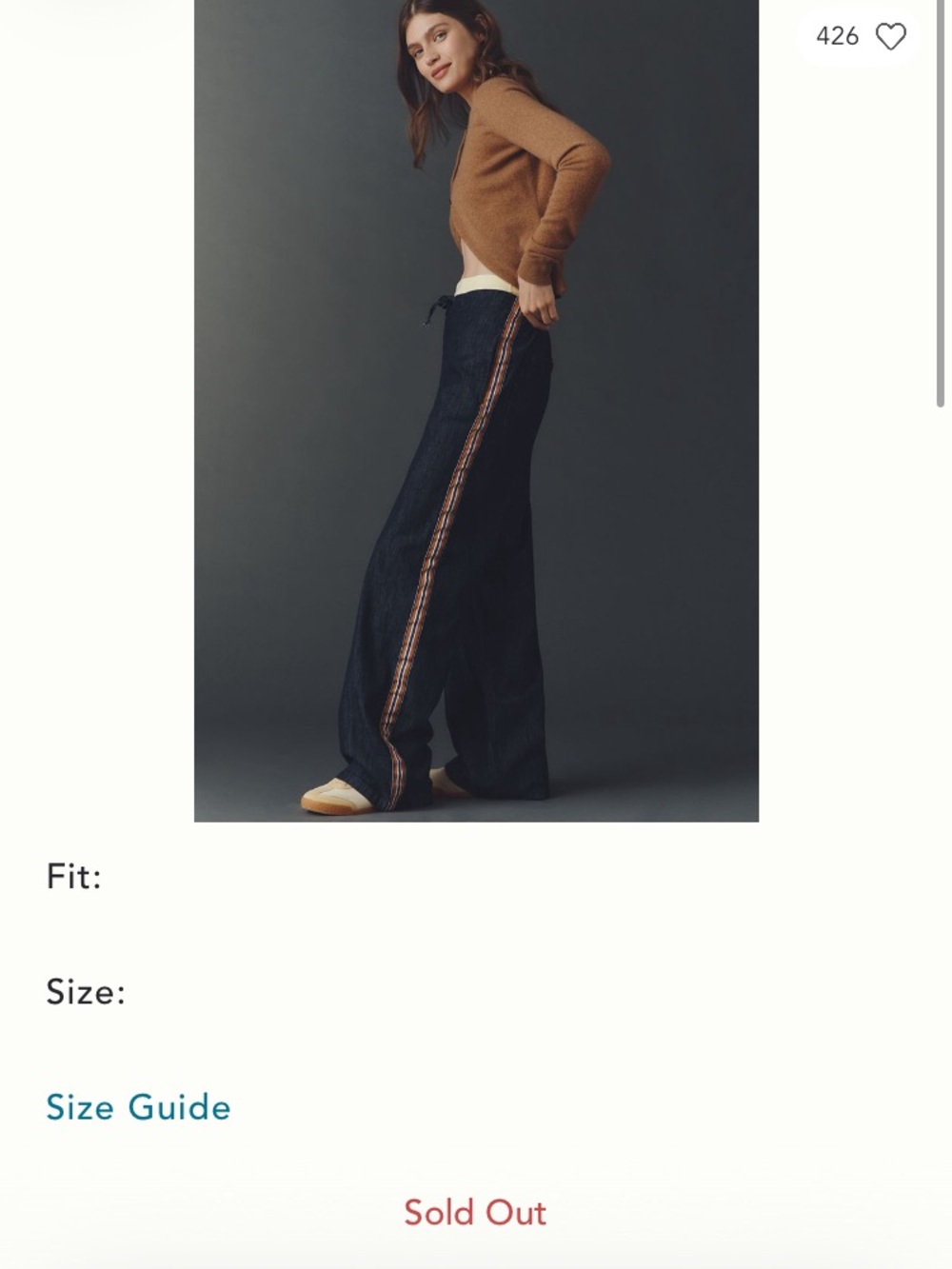 Maeve Dark Blue high rise Wide-Leg track pants